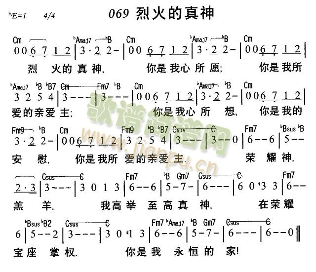 未知 《烈火的真神》简谱