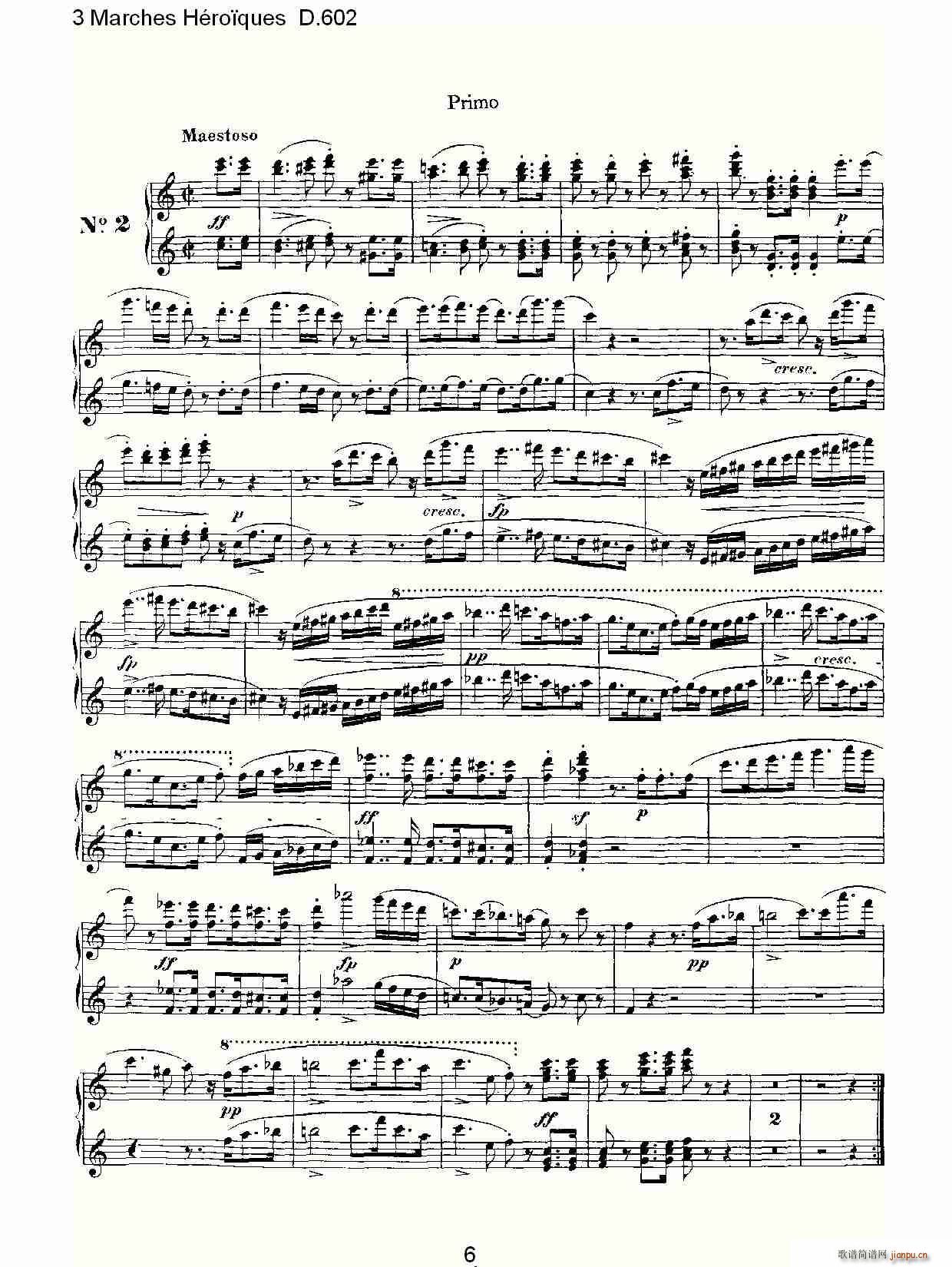 弗朗兹·舒柏特   朴素传幽真 《3 Marches Héro?ques D.602（3 进行曲Héro?que）》简谱