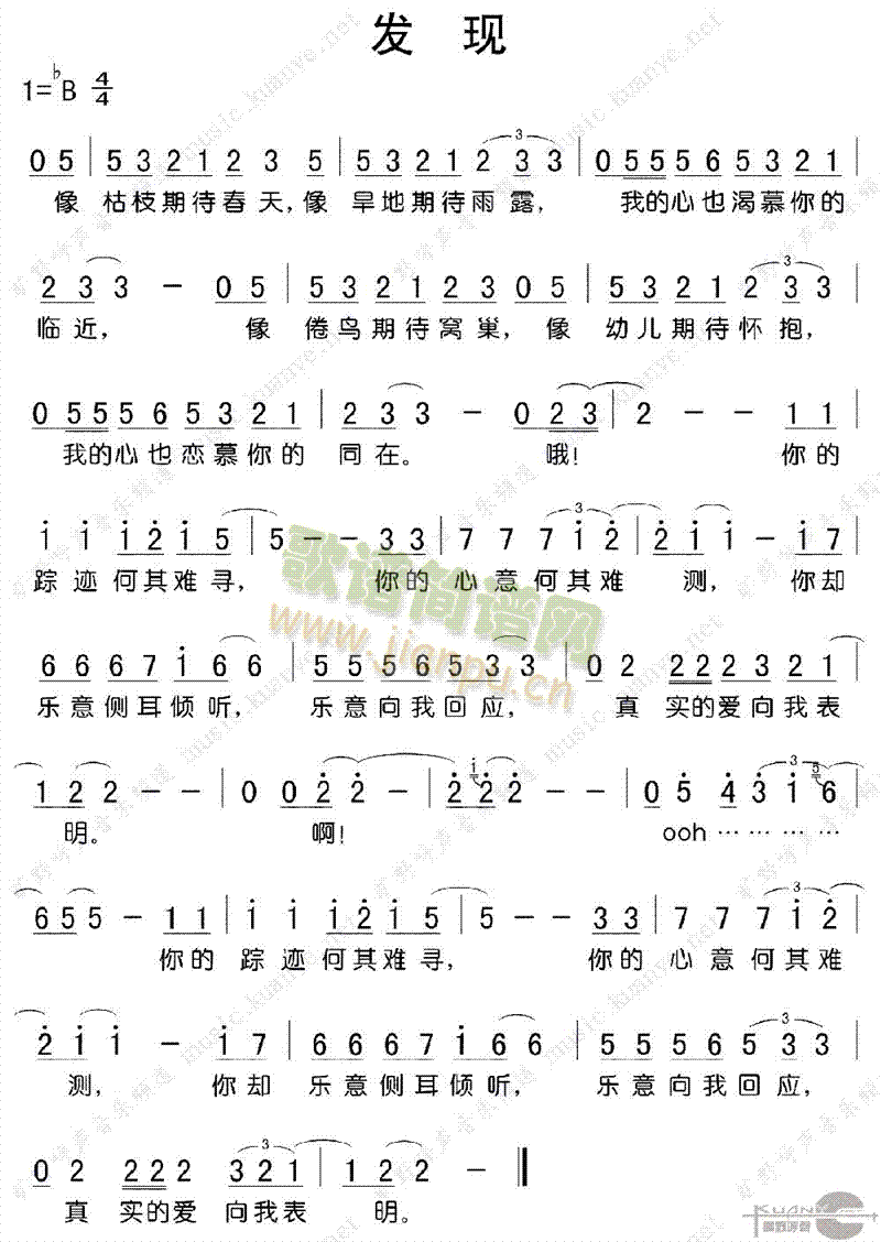 未知 《发现》简谱