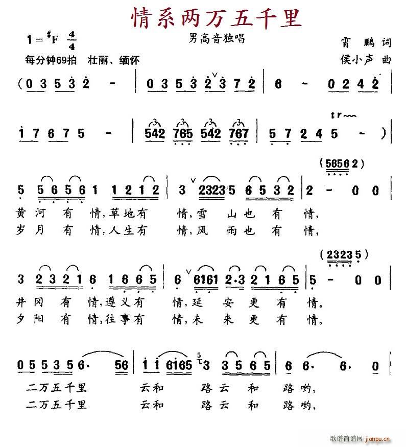 北京娃娃 霄鹏 《情系两万五千里》简谱