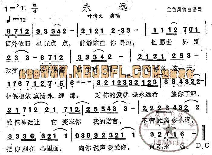 叶倩文 《永远》简谱