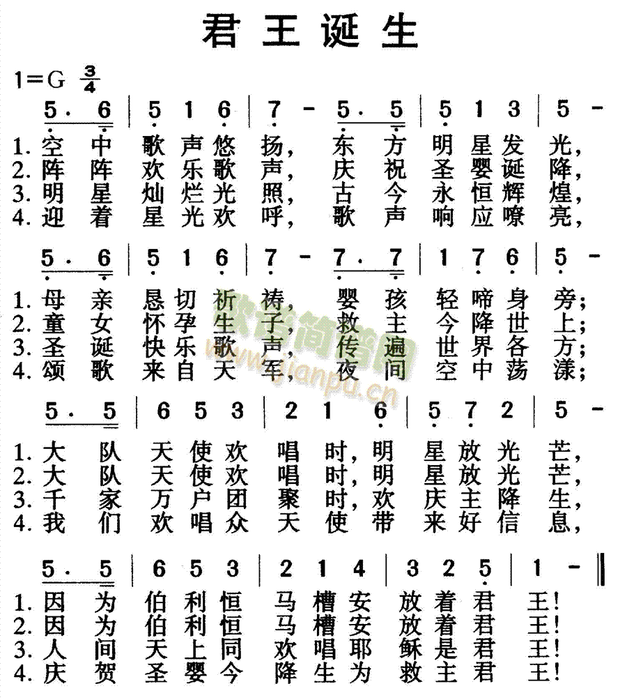 未知 《君王诞生》简谱