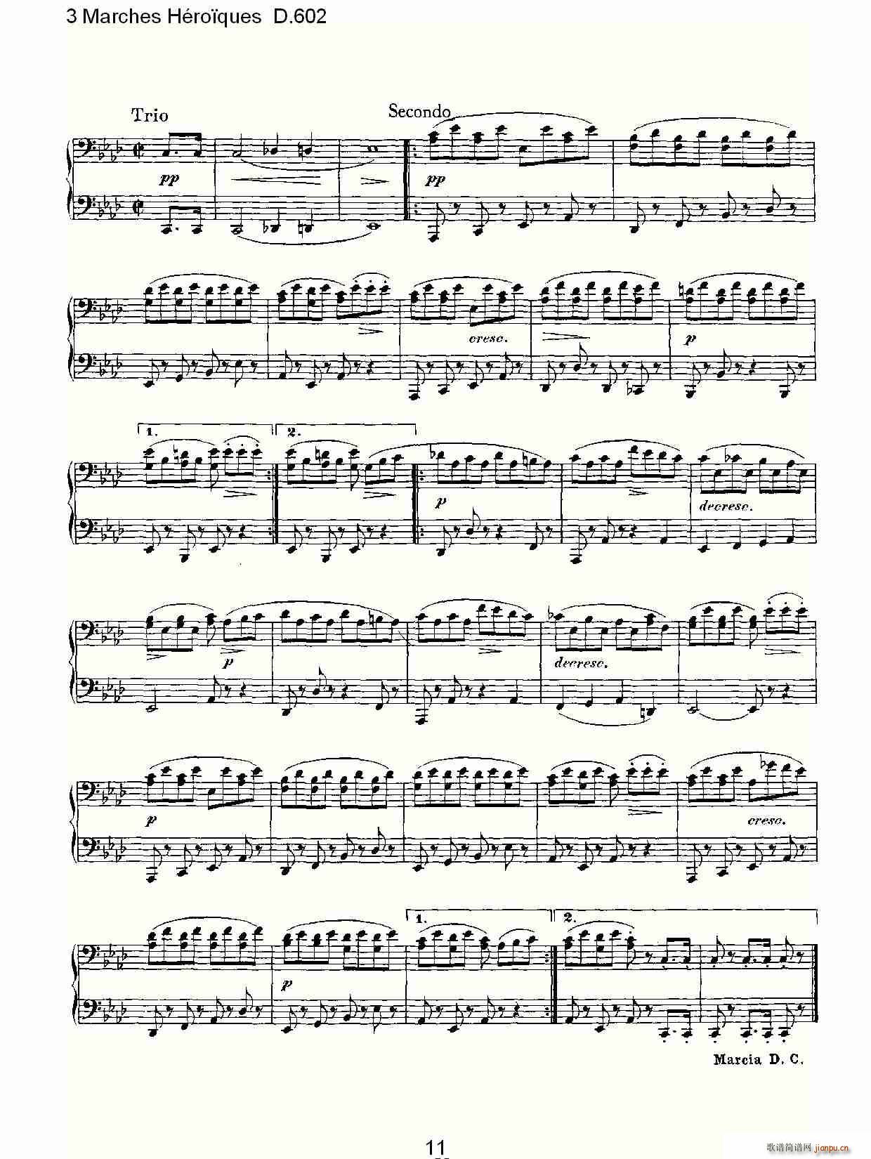 弗朗兹·舒柏特   朴素传幽真 《3 Marches Héro?ques D.602（3 进行曲Héro?que）》简谱