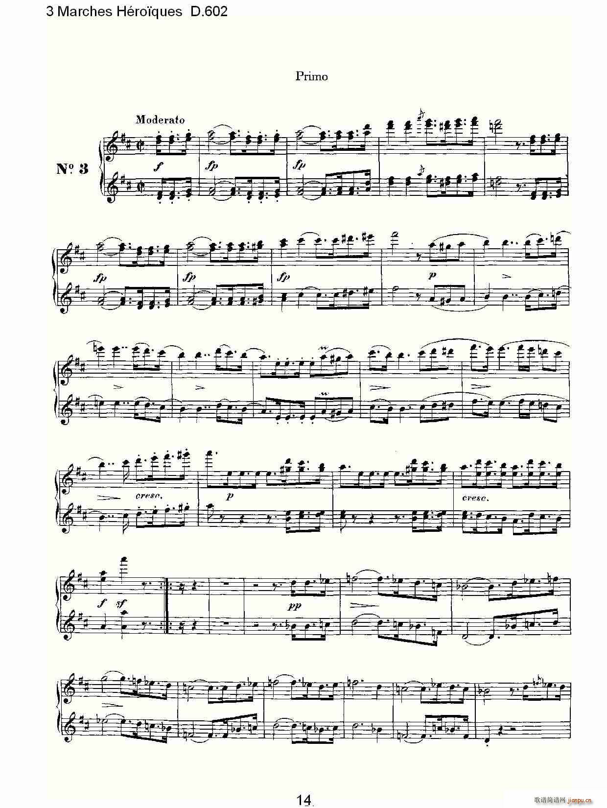 弗朗兹·舒柏特   朴素传幽真 《3 Marches Héro?ques D.602（3 进行曲Héro?que）》简谱