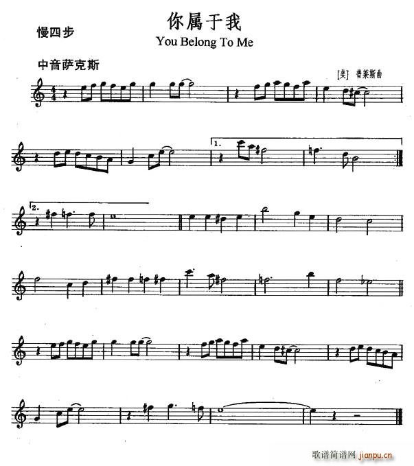 未知 《你属于我（You Belong to Me）》简谱