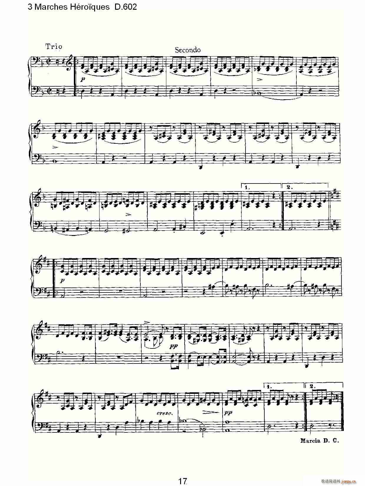 弗朗兹·舒柏特   朴素传幽真 《3 Marches Héro?ques D.602（3 进行曲Héro?que）》简谱