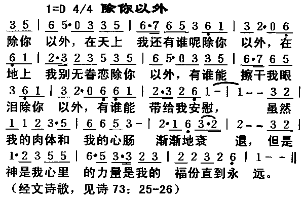 未知 《除你以外》简谱