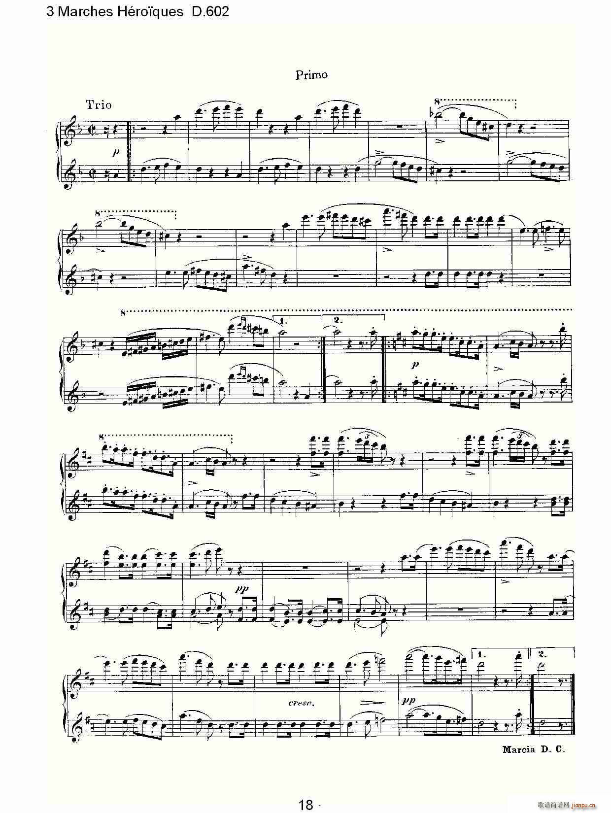 弗朗兹·舒柏特   朴素传幽真 《3 Marches Héro?ques D.602（3 进行曲Héro?que）》简谱