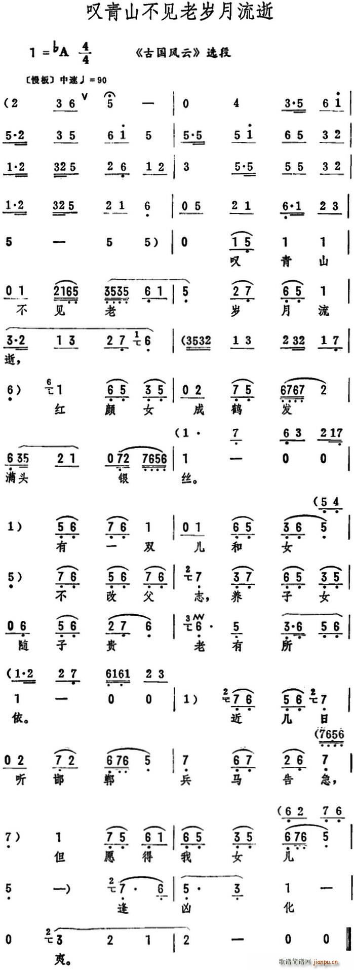 筱俊亭 《古国风云》简谱