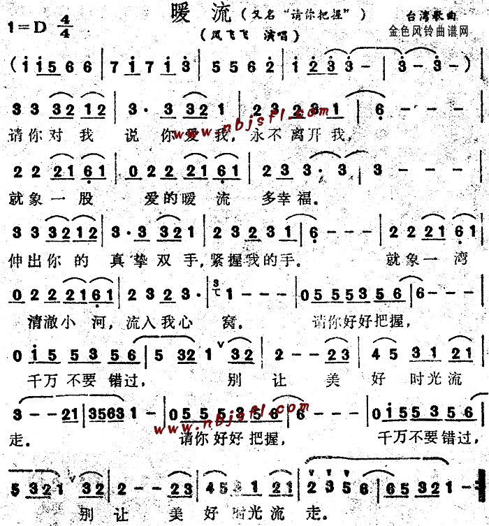 凤飞飞 《暖流(又名:请你把握)》简谱