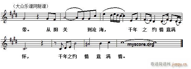 未知 《千年之约（当代歌曲 ）》简谱