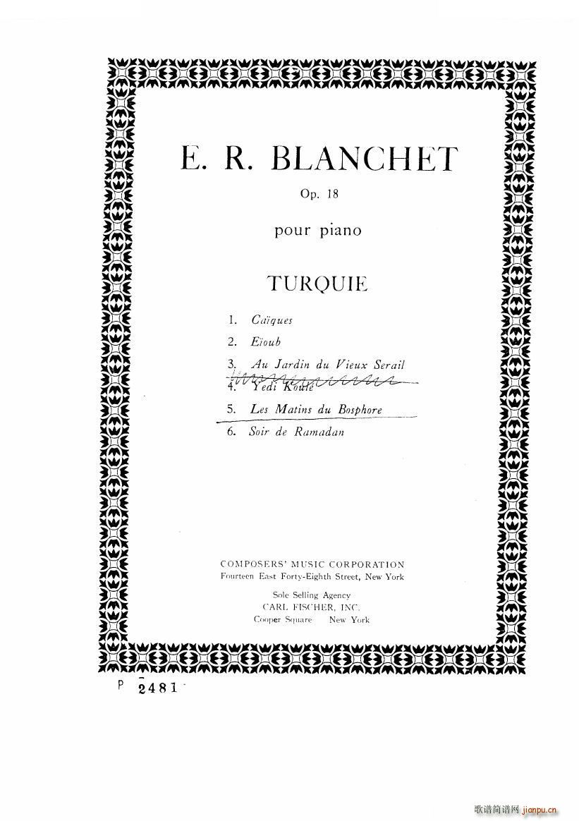 未知 《Blanchet - Op 18 Turquie Op 18 Turquie -》简谱