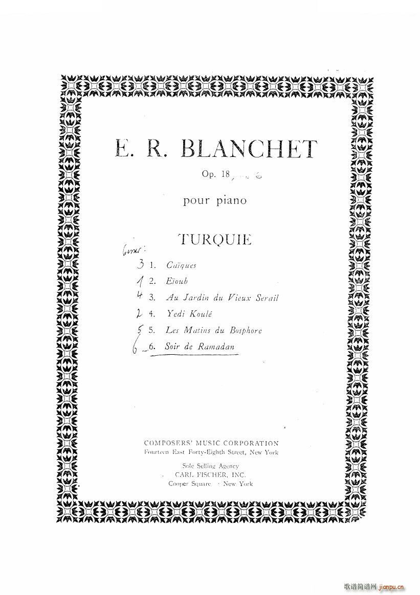 未知 《Blanchet - Op 18 Turquie Op 18 Turquie -》简谱