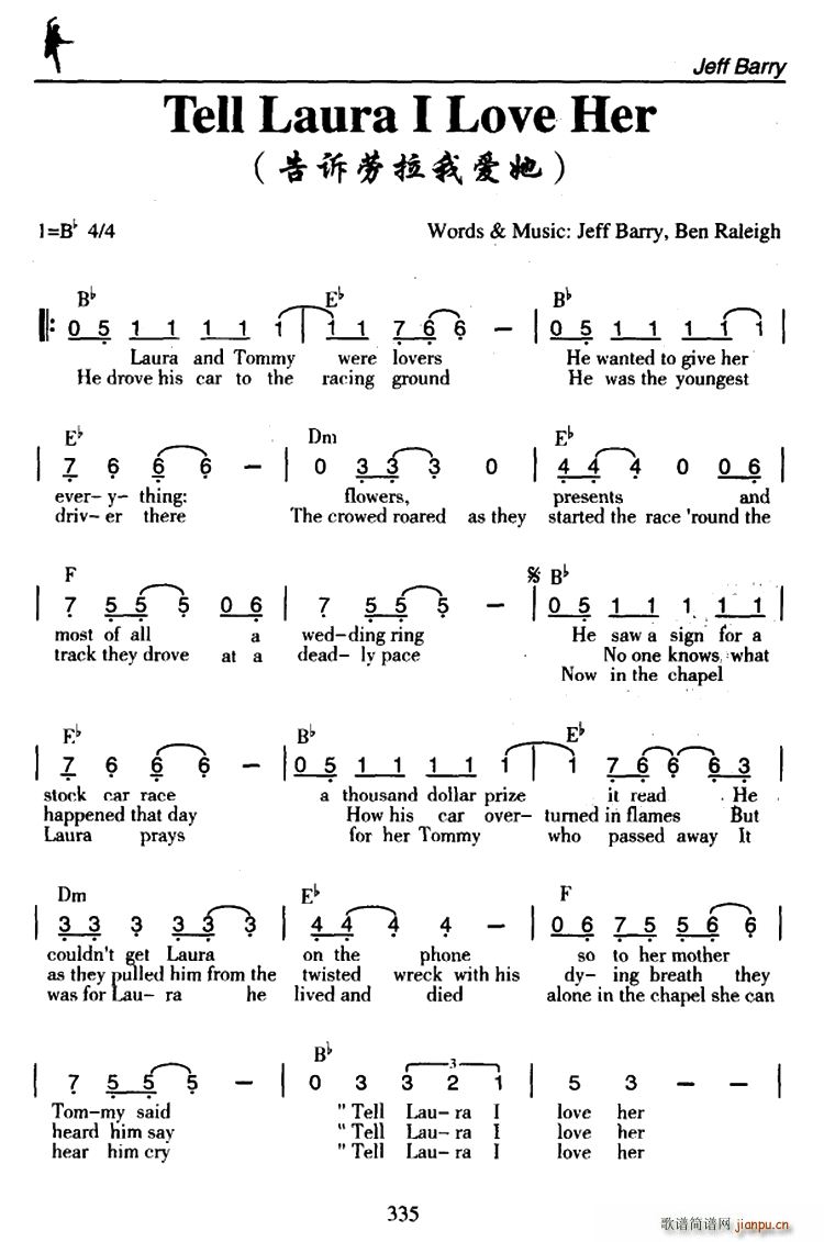 未知 《Tell Laura I Love Her（告诉劳拉我爱她）》简谱