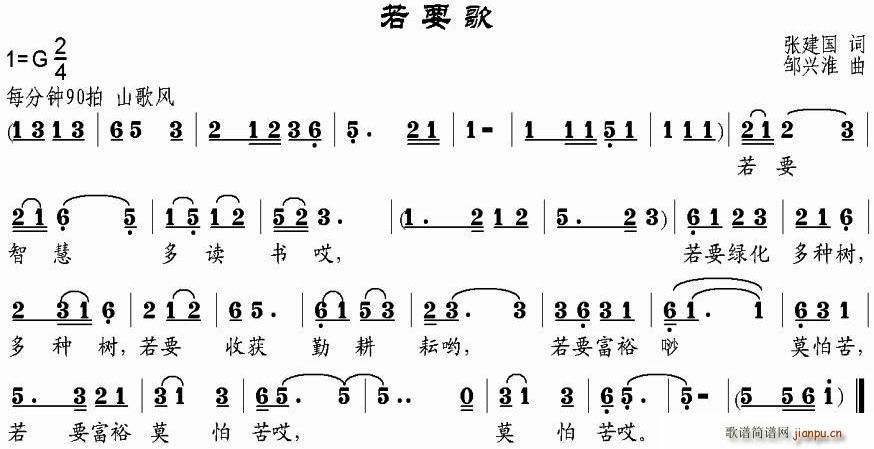 张建国 《若要歌》简谱