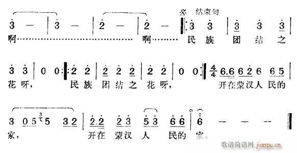 未知 《民族团结之花3》简谱