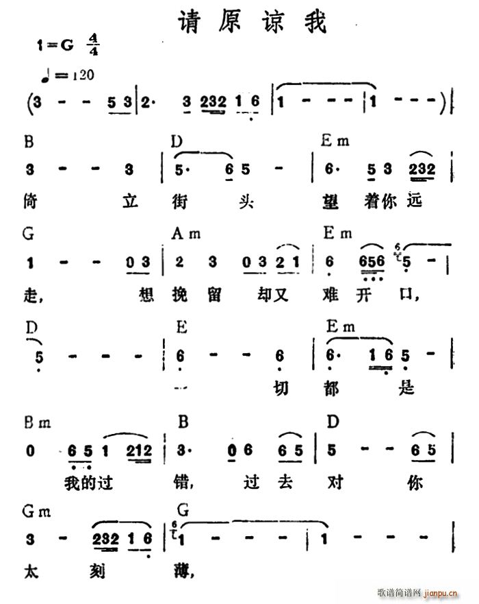 李玲玉 《请原谅我》简谱