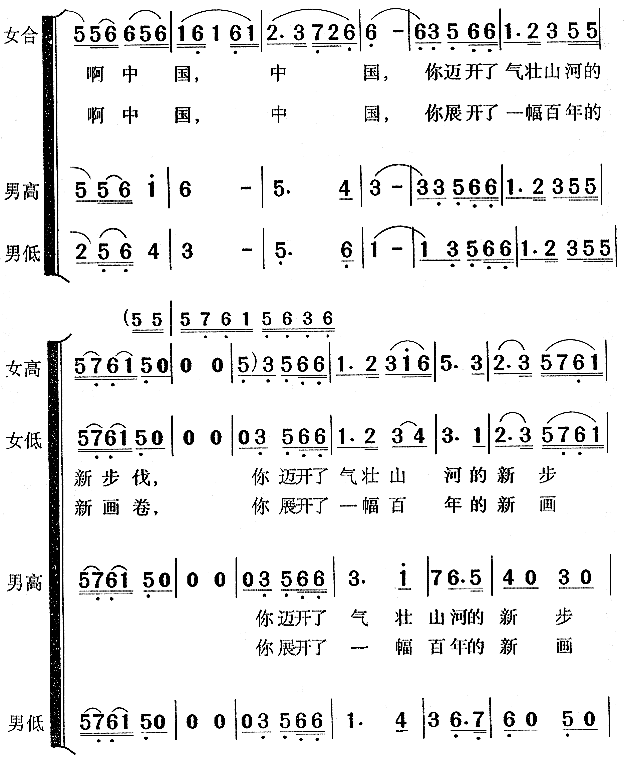 未知 《春天的故事》简谱