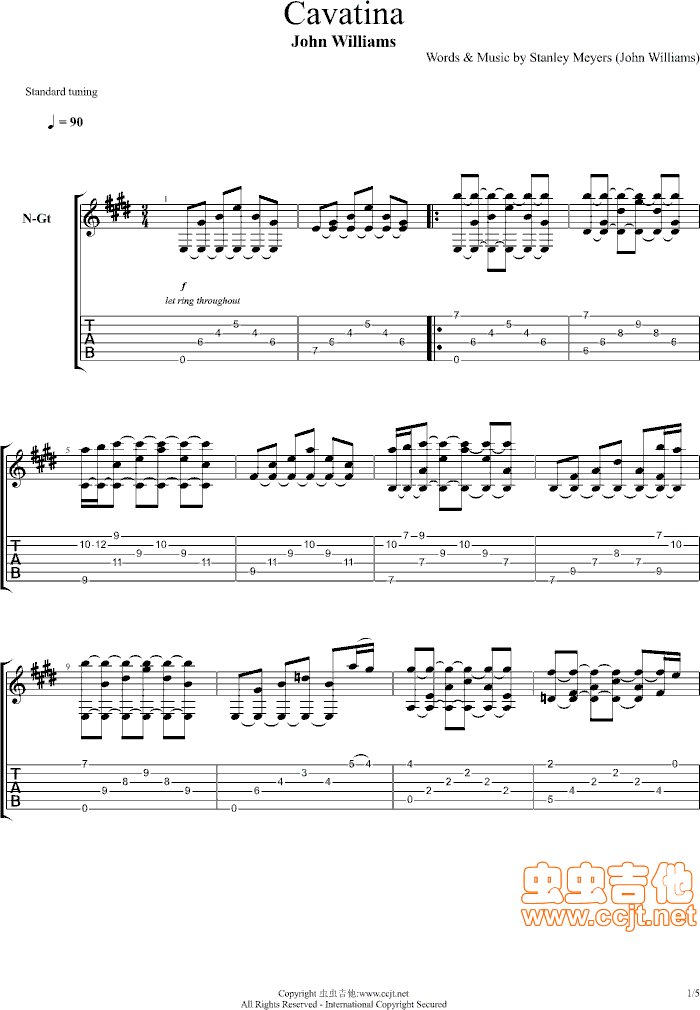 约翰·威廉姆斯-John Williams   发布: 2010-7-15 ?? 网评:  (16票) 《卡伐蒂娜-cavatina》简谱