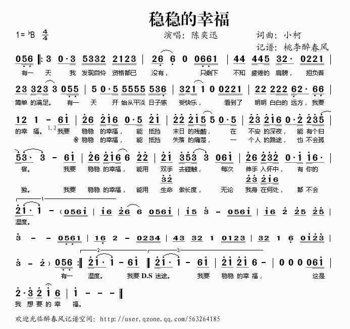 陈奕迅 《稳稳的幸福》简谱