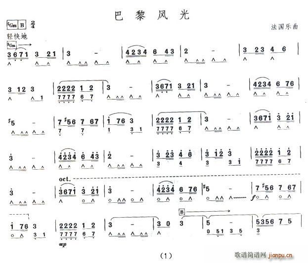 未知 《考级十级曲目：巴黎风光》简谱