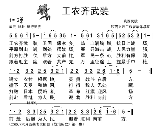 未知 《战地新歌》简谱