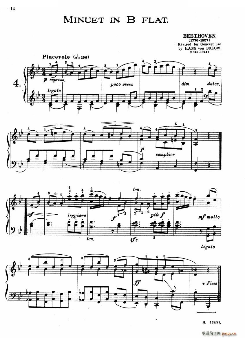 未知 《Beethoven - Minuet Minuet -》简谱