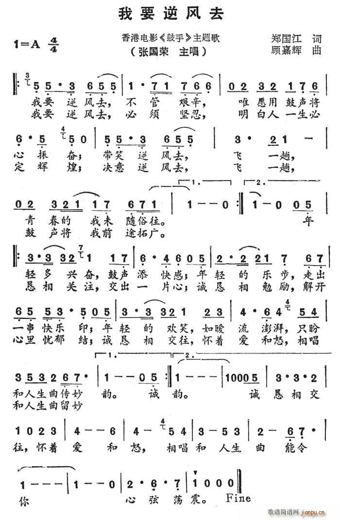 张国荣   妙曲盛汇 郑国江 《鼓手》简谱