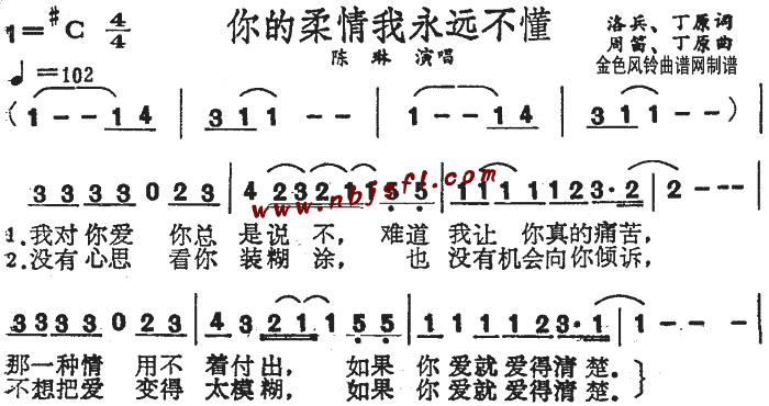 陈琳 《你的柔情我永远不懂》简谱