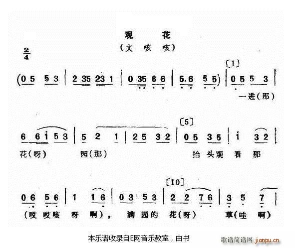 未知 《观花-文咳咳(二人转)》简谱