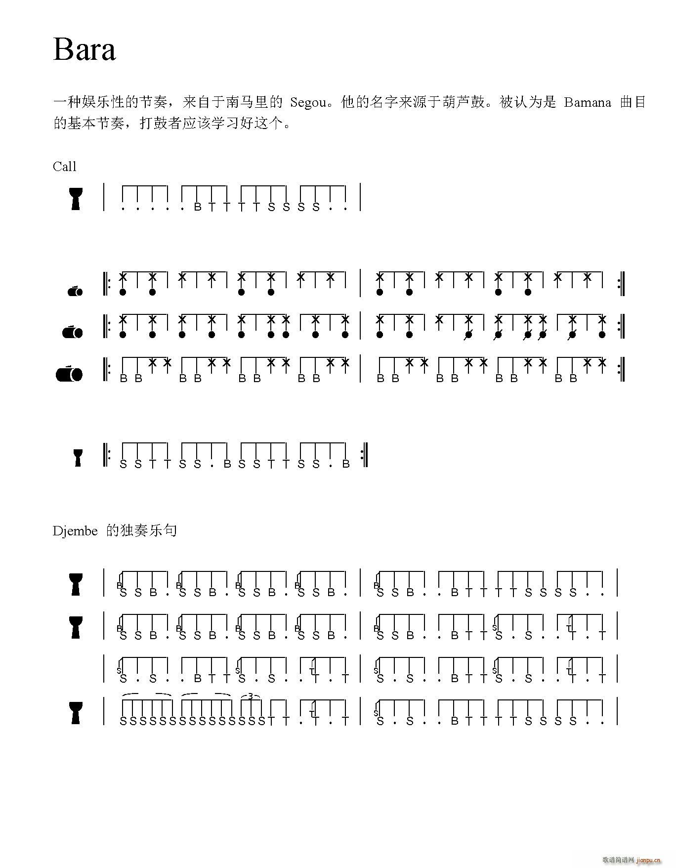 未知 《Bara（非洲手 ）》简谱