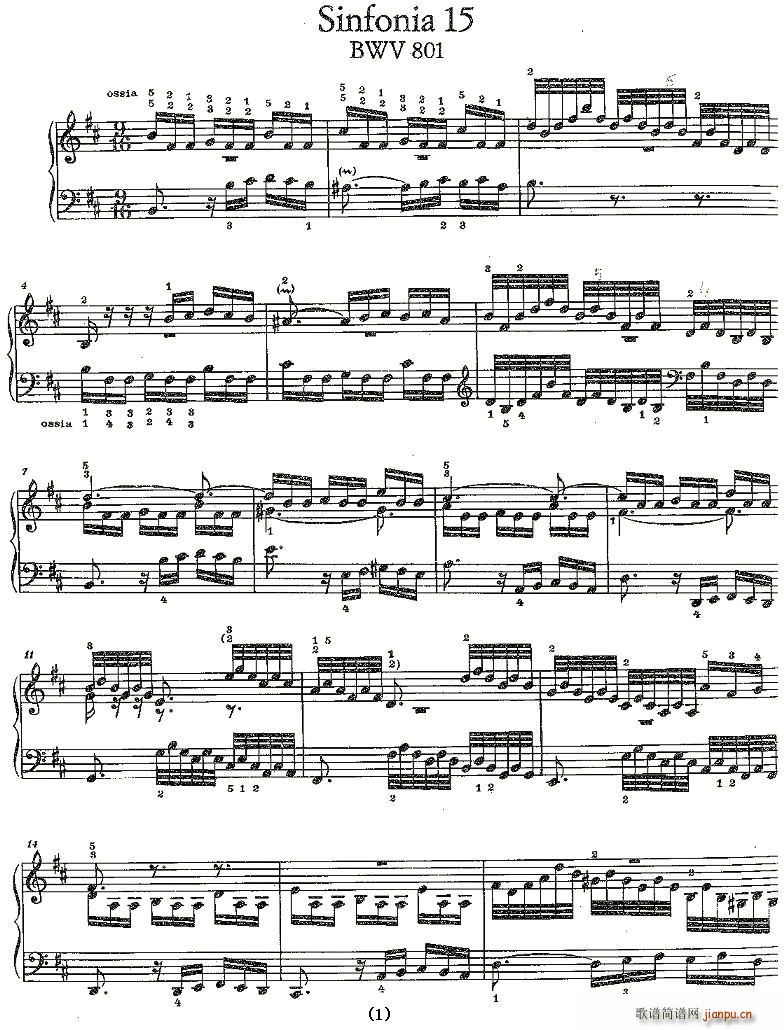 未知 《Sinfonia 15 BWV-801》简谱