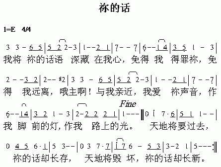 未知 《你的话》简谱