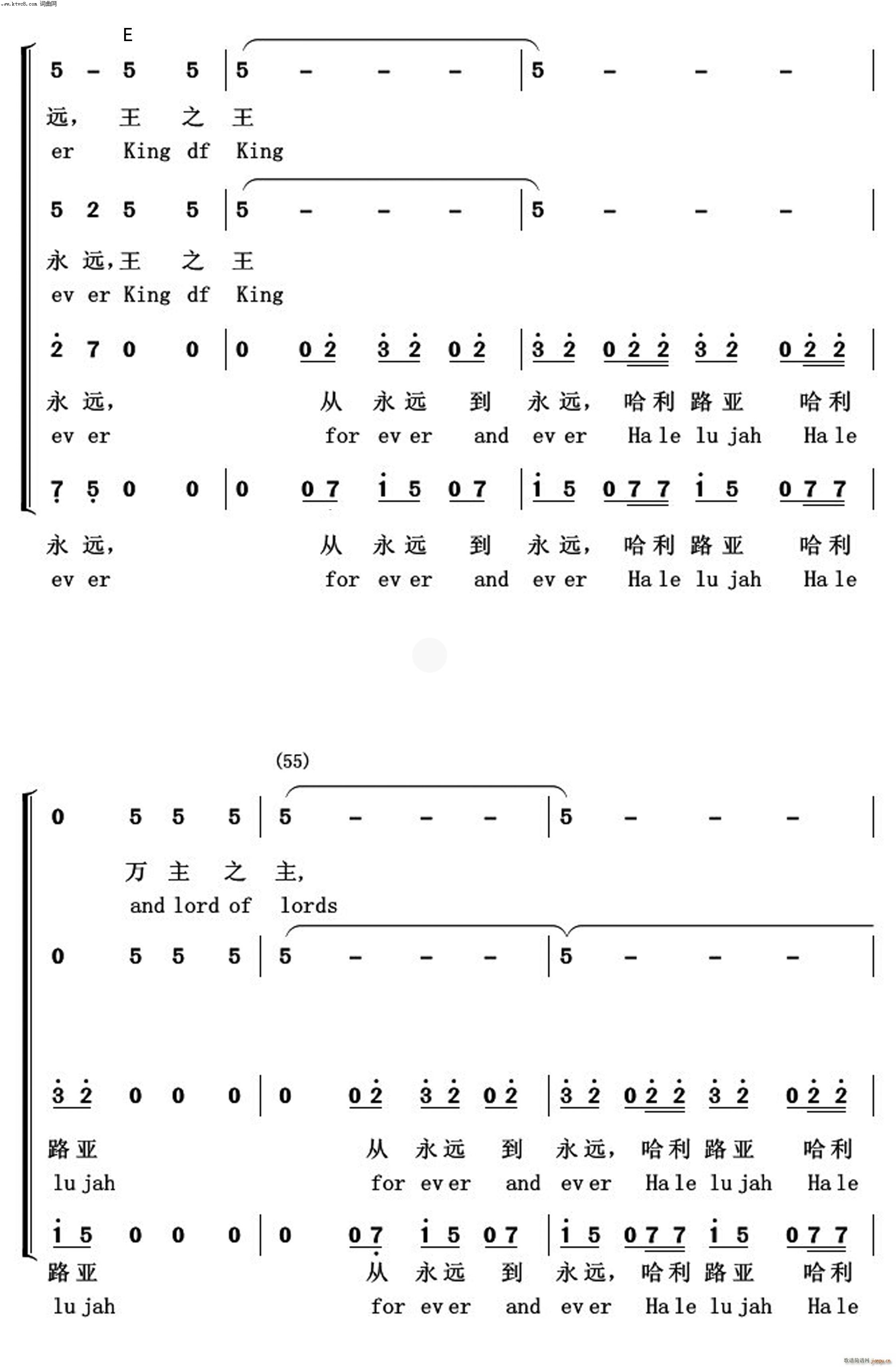 亨德尔 亨德尔 《哈利路亚(常青放歌)》简谱