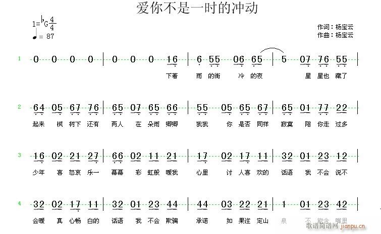 《爱你不是一时的冲动》 《爱你不是一时的冲动》简谱