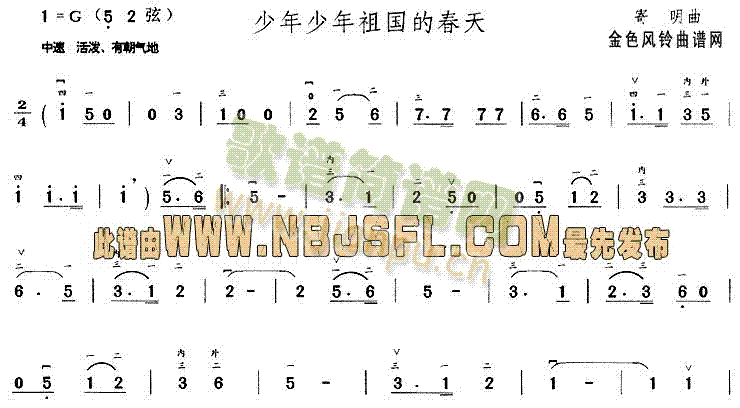 未知 《少年少年祖国的春天》简谱