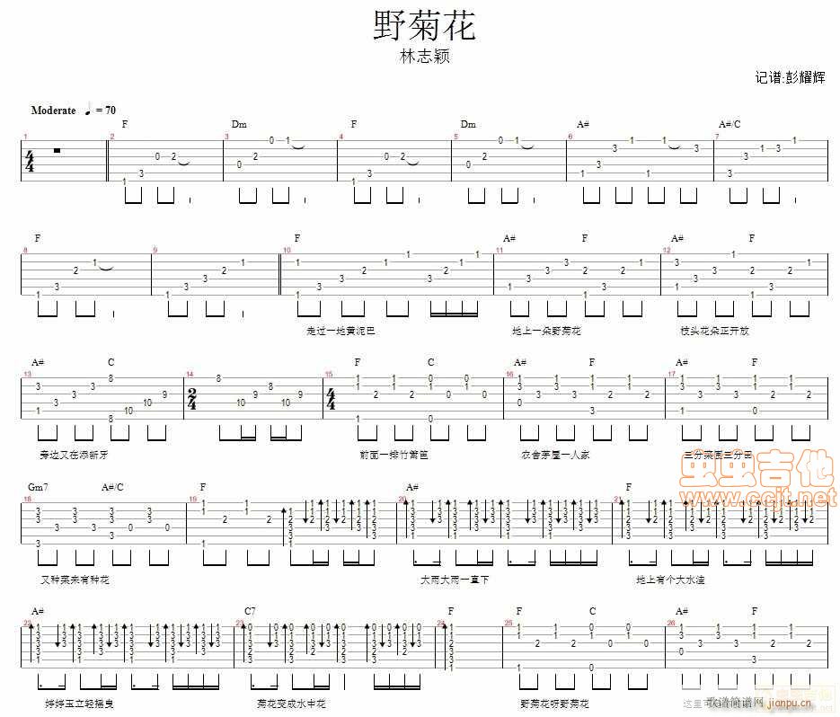 林志颖   ynwxpyw 《野菊花—林志颖》简谱