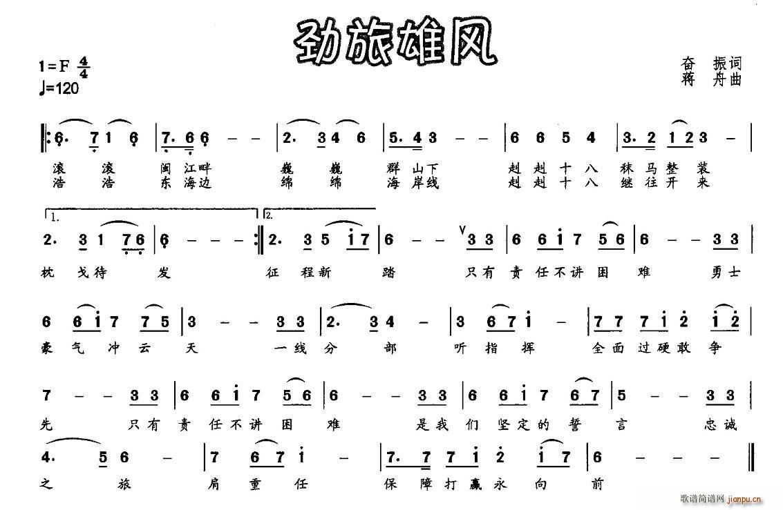 蒋舟新乐坊 奋振 《劲旅雄风》简谱