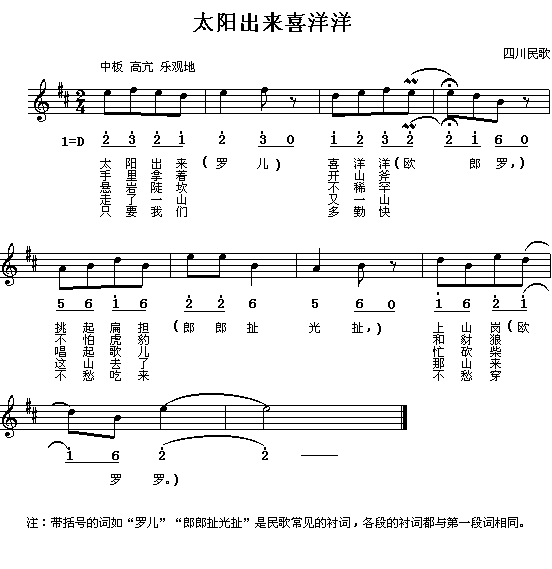 未知 《(C17)管弦乐名曲介绍：太阳出来喜洋洋》简谱