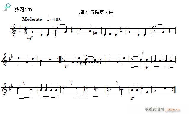 未知 《快速入门 附录 视唱浅易经典练习曲（109）》简谱