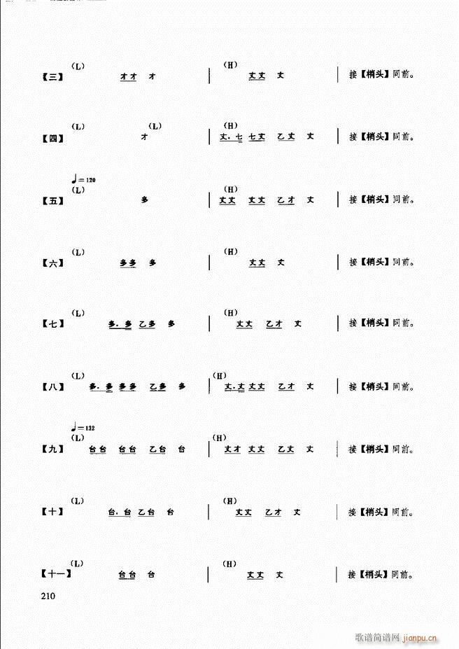 未知 《民族打击乐演奏教程181-240》简谱