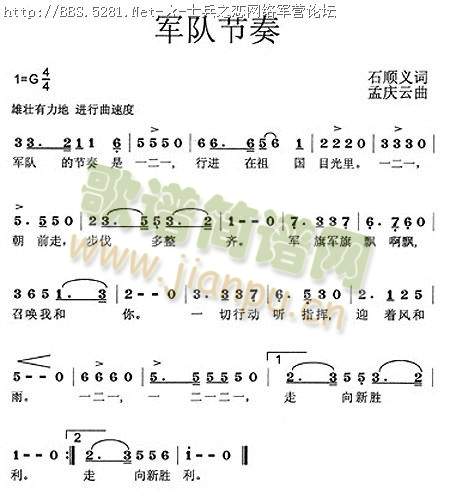 未知 《军队节奏》简谱