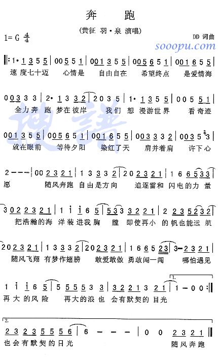 未知 《奔跑》简谱