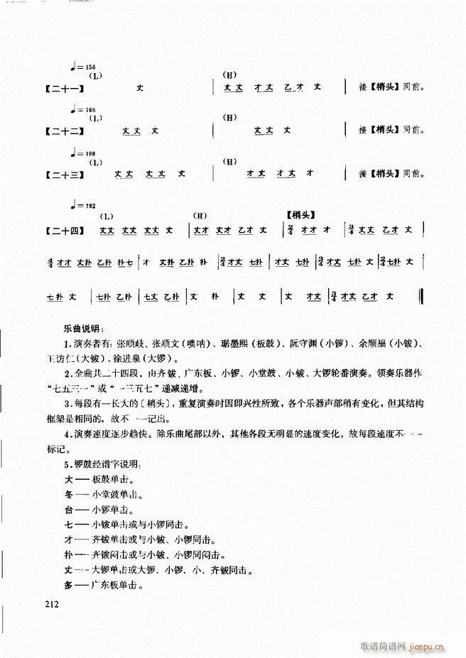 未知 《民族打击乐演奏教程181-240》简谱