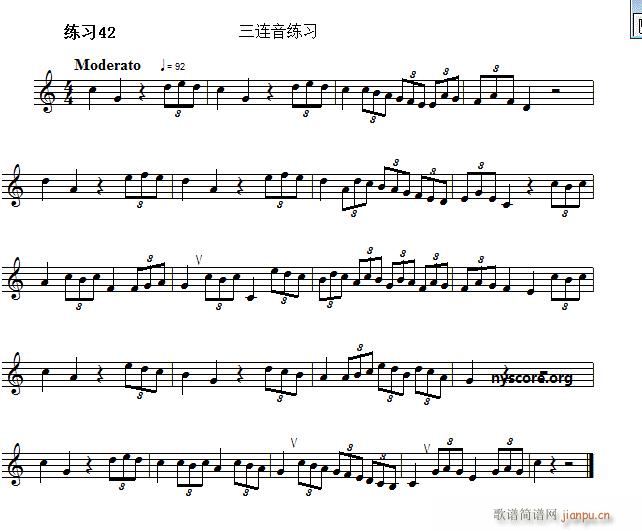 未知 《快速入门 附录 视唱浅易经典练习曲（42）》简谱