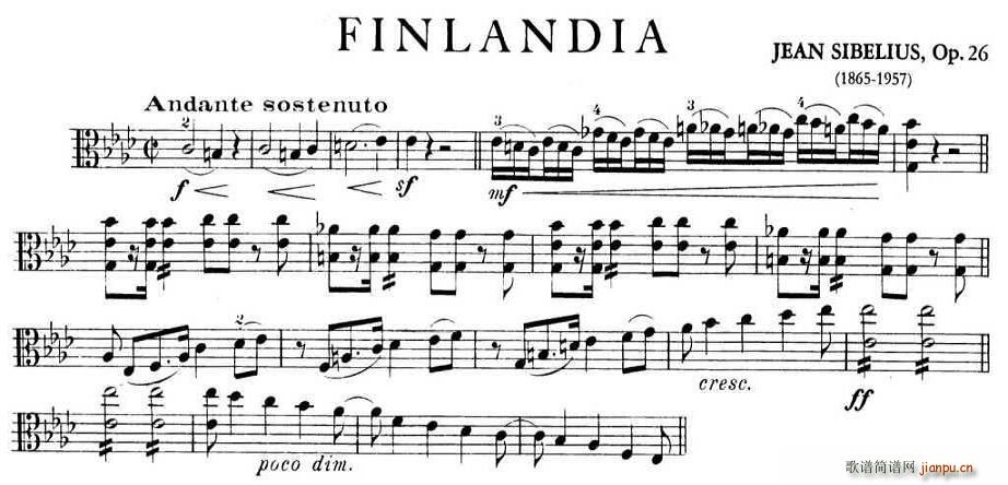 未知 《FINLANDIA（中提琴）》简谱