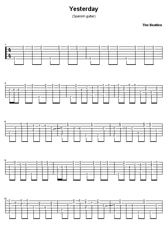 The Beatles   发布: 2005-7-1 ?? 网评:  (108票) 《Yesterday-独奏》简谱