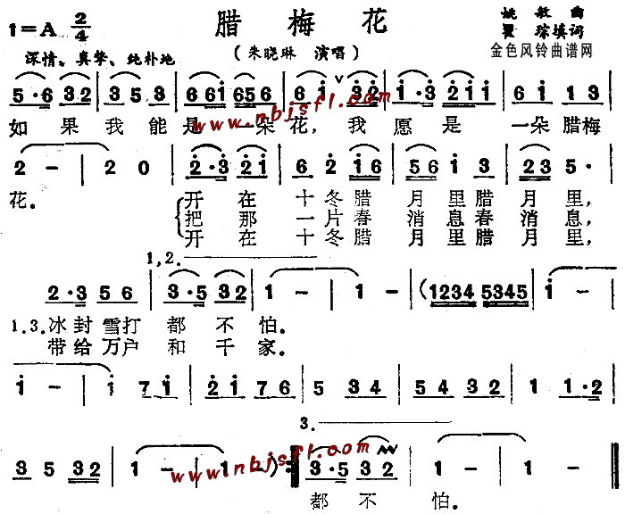 朱晓琳 《腊梅花》简谱