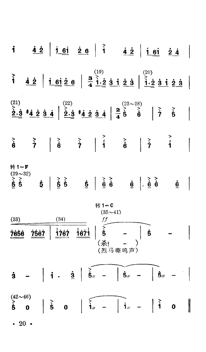 总政文工团 《战马嘶鸣(舞蹈音乐)》简谱