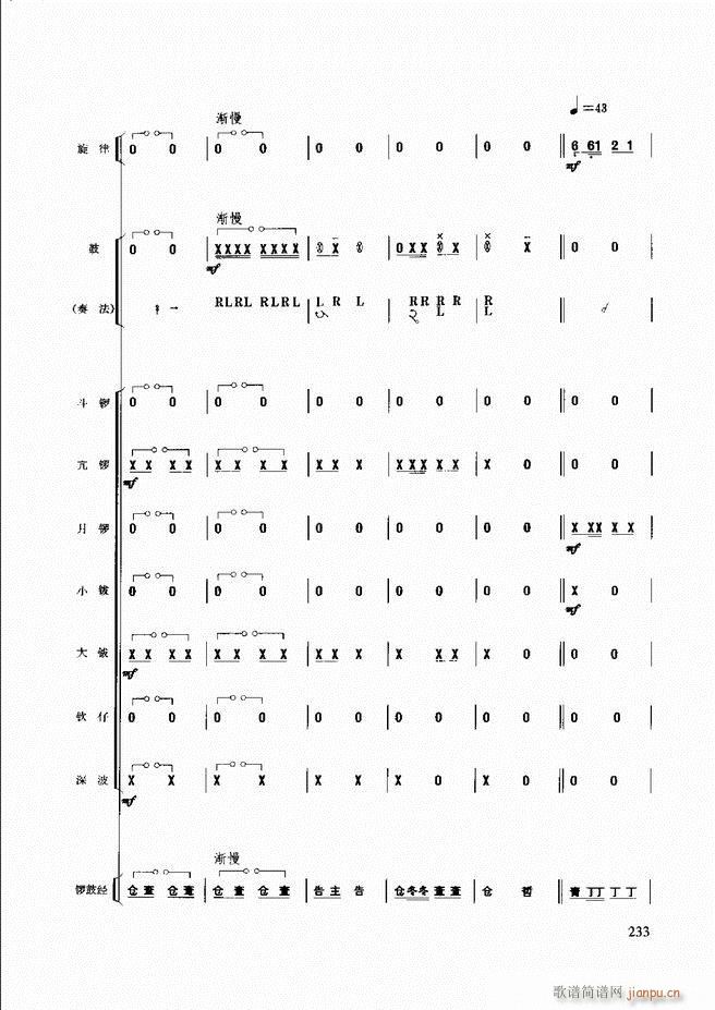 未知 《民族打击乐演奏教程181-240》简谱